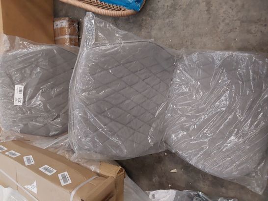 PAIR OF DINING CHAIRS GREY QUILTED FABRIC - NO LEGS