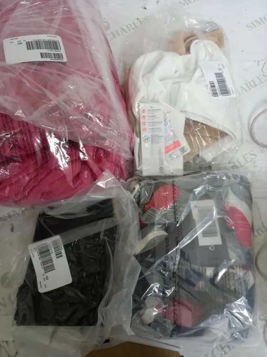 LARGE BOX OF APPROXIMATELY 20 CLOTHING ITEMS ALL IN DIFFRENT COLOURS AND SIZES 