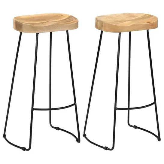 BOXED FUCHS SOLID WOOD STOOL (SET OF 2)