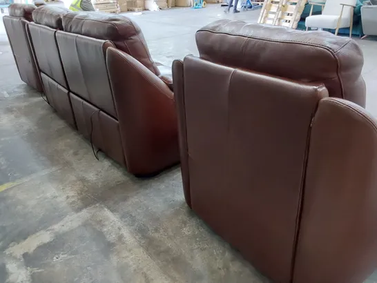 QUALITY ITALIAN DESIGNER LOUNGE SUITE, COMPRISING POWER RECLINING THREE SEATER SOFA, PAIR FIXED EASY CHAIRS & FOOTSTOOL