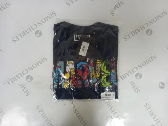 SEALED MARVEL LOGO & CHARACTERS BOYS T-SHIRT IN NAVY - 7-8 YEARS