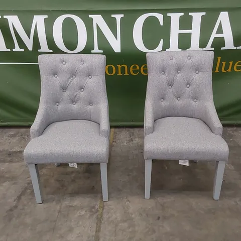 SET OF 2 DUKE LIGHT GREY BACK FABRIC DINING CHAIRS WITH GREY LEGS