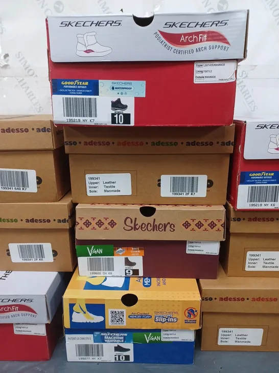 10 BOXED PAIRS OF SHOES IN VARIOUS SIZES BY SKETCHERS AND ADESSO 