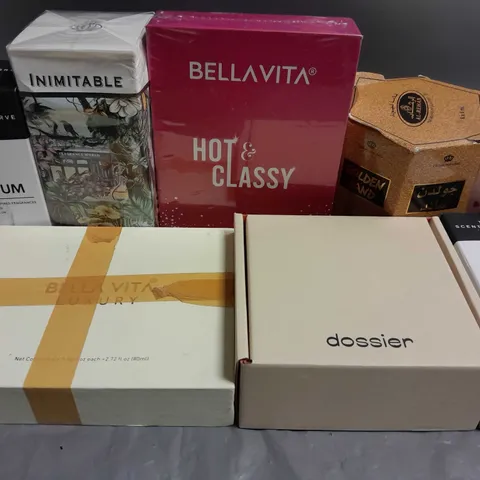 BOX OF APPROXIMATELY 8 ASSORTED BOXED FRAGRANCES TO INCLUDE - THE SCENT RESERVE - BELLAVITA - DOSSIER - ETC - COLLECTION ONLY