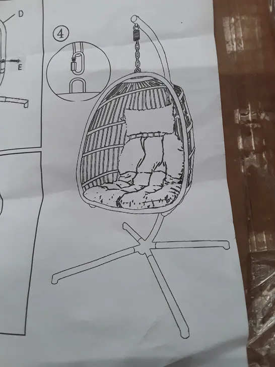 BOXED BLACK HANGING EGG CHAIR 