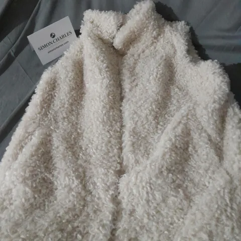 CENTIGRADE FAUX FUR SLEEVELESS COAT IN CHAMPAGNE SIZE M