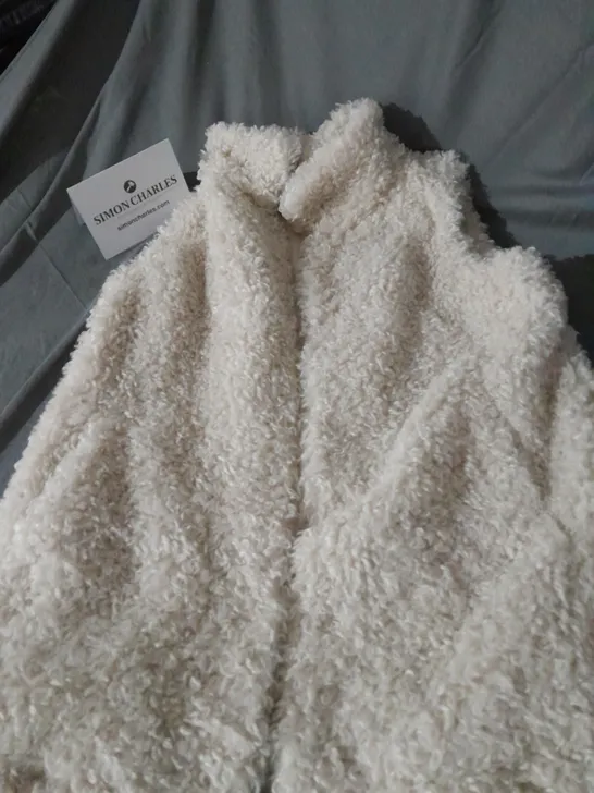 CENTIGRADE FAUX FUR SLEEVELESS COAT IN CHAMPAGNE SIZE M