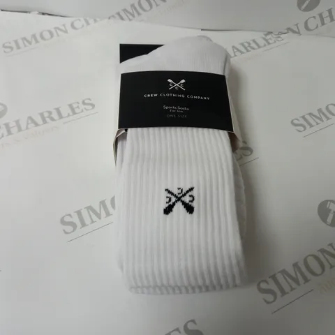 CREW CLOTHING COMPANY SPORTS SOCKS FOR HIM WHITE - ONE SIZE - 3 PAIRS