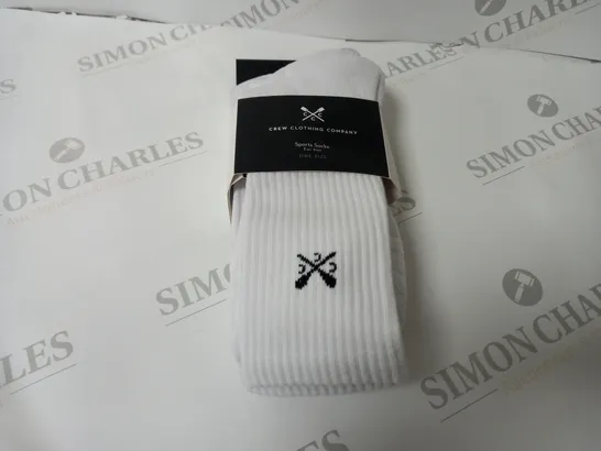 CREW CLOTHING COMPANY SPORTS SOCKS FOR HIM WHITE - ONE SIZE - 3 PAIRS