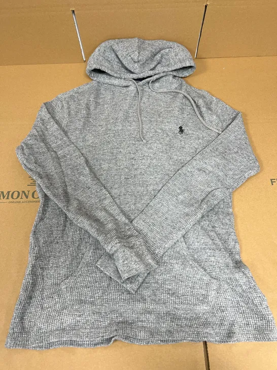 POLO RALPH LAUREN WAFFLE KNIT HOODIE IN GREY SIZE SMALL