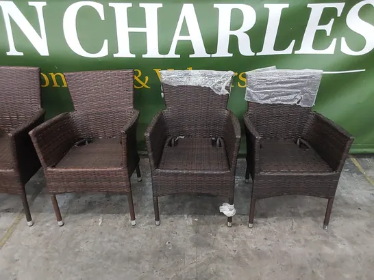 DESIGNER SET OF 6 CHOCOLATE MIX RATTAN CHAIRS