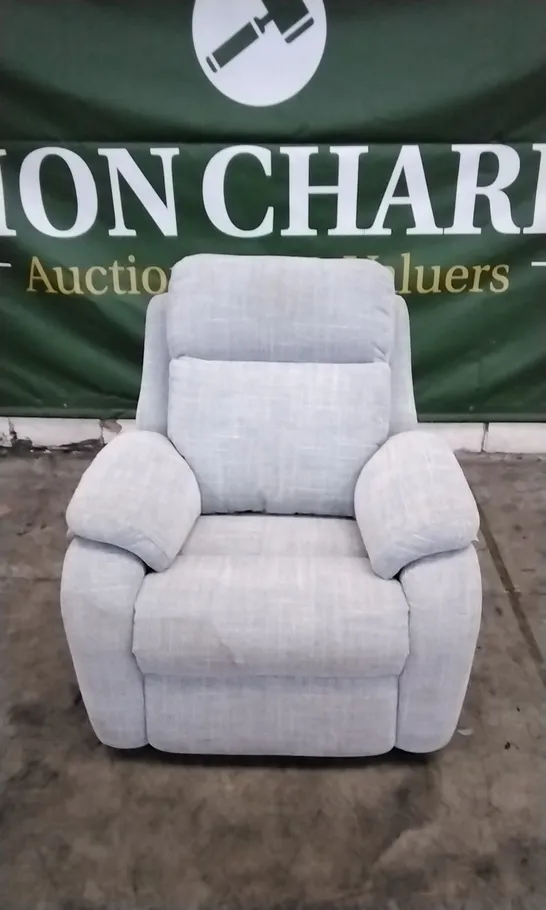 QUALITY BRITISH DESIGNED & MANUFACTURED G PLAN KINGSBURY POWER RECLINER CHAIR BEACH DUCK EGG FABRIC