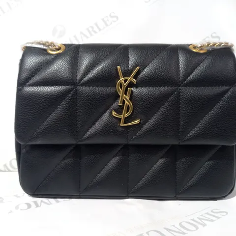 BOXED YVES SAINT LAURENT QUILTED HANDBAG IN BLACK W. GOLD DETAIL