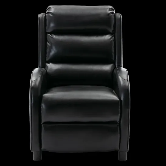 BOXED BLACK FAUX LEATHER RECLINER CHAIR (1 BOX)