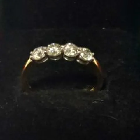 18CT GOLD FOUR STONE HALF ETERNITY RING SET WITH DIAMONDS WEIGHING +0.64CT