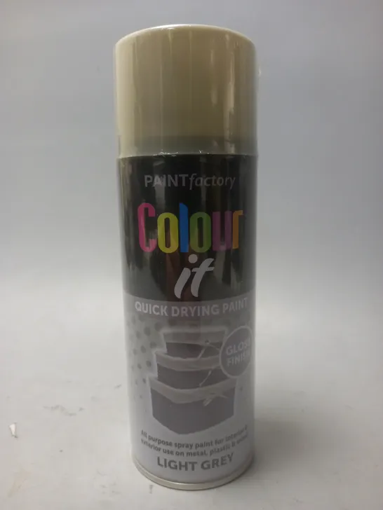 BOX OF 12 COLOUR IT QUICK DRYING PAINT - LIGHT GREY - 400ML - COLLECTION ONLY