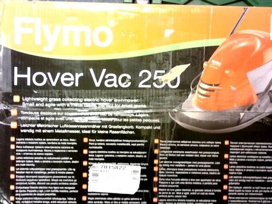 FLYMO HOVER VAC 250 ELECTRIC HOVER COLLECT LAWNMOWER, 1400W, CUTTING WIDTH 25 CM