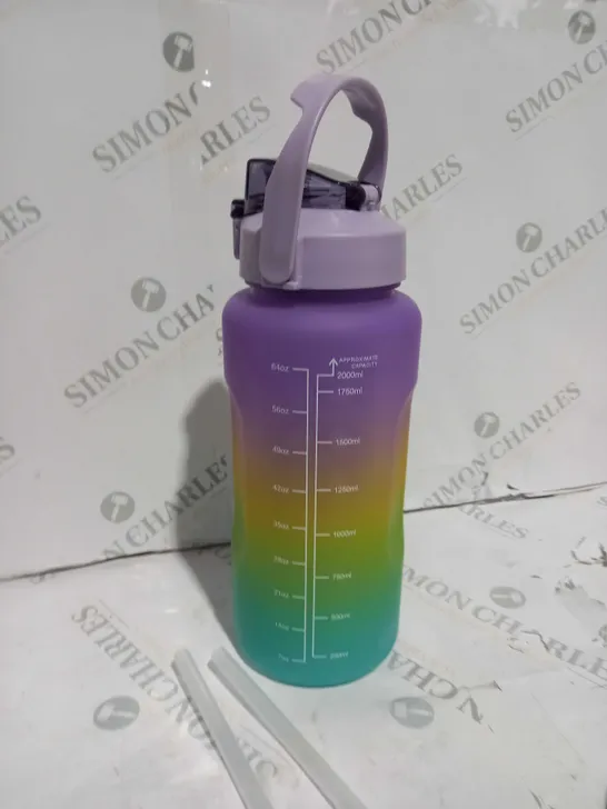 COLOURED 64OZ PLASTIC BOTTLE WITH REMINDERS AND MARKINGS 