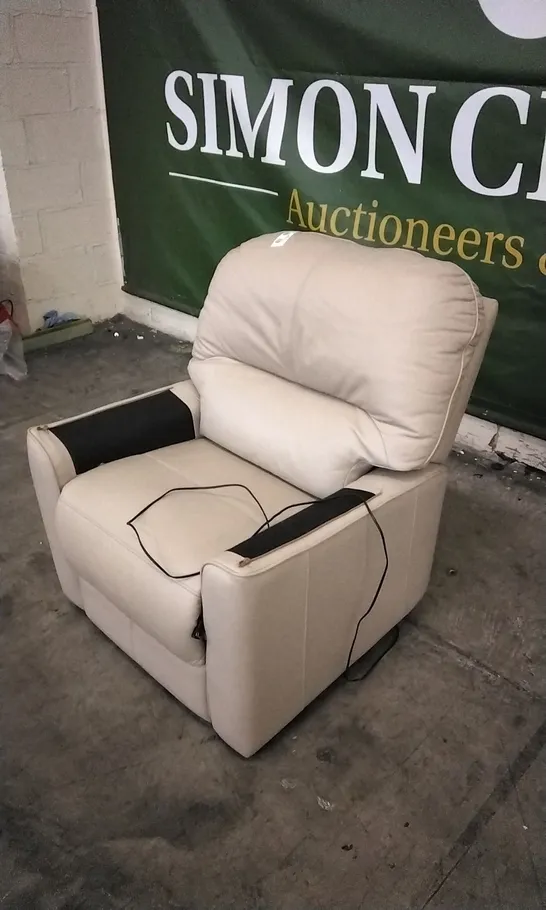 QUALITY BRITISH DESIGNED & MANUFACTURED G PLAN CHADWICK POWER RECLINER CAMBRIDGE PLASTER LEATHER ARMCHAIR