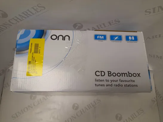 ONN CD BOOMBOX 3.5MM HEADPHONE JACK-FM RADIO