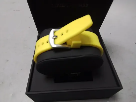 LOUIS LACOMBE GENTS YELLOW FACE STAINLESS STEEL CHRONOGRAPH WATCH WITH YELLOW RUBBER STRAP IN GIFT BOX