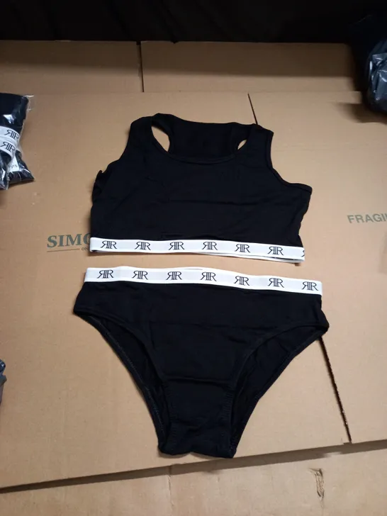 LOT OF APPROXIMATELY 5 RIVER ISLAND BLACK RACER TOP AND BRIEF SET 13-14 YEARS 