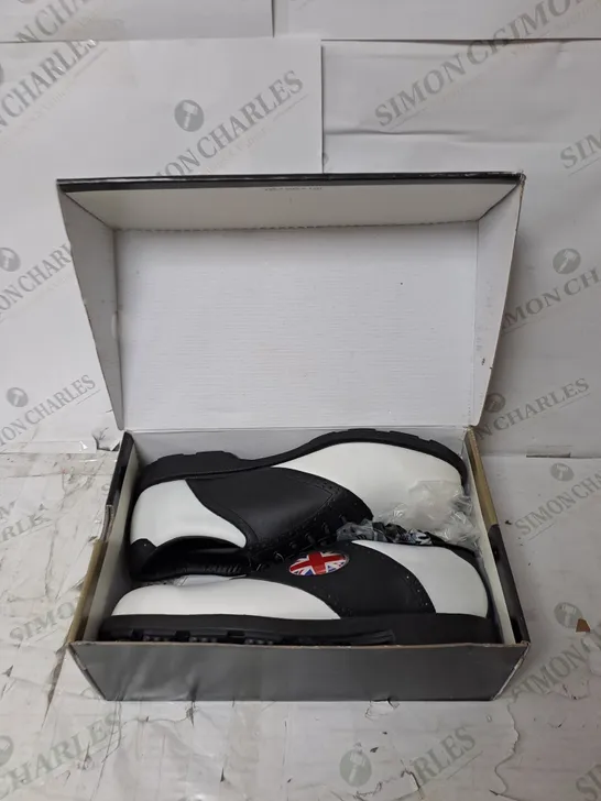 APPROXIMATELY 10 PAIRS  OF BOXED TOP LINE GOLF GENUINE LEATHER GOLF SHOES - IN VARIOUS SIZES 