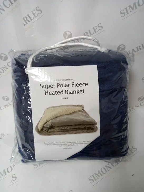 BOXED SUPER POLAR FLEECE 160 X 120CM ELECTRIC BLANKET IN NAVY BLUE 