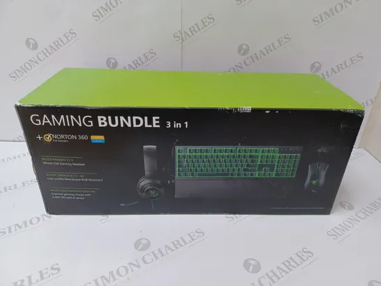 BRAND NEW BOXED RAZER GAMING BUNDLE 3 IN 1 TO INCLUDE - GAMING HEADSET, MEMBRANE RGB KEYBOARD AND ESSENTIAL GAMING MOUSE