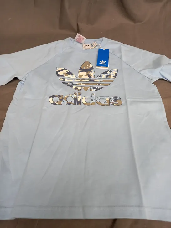 ADIDAS LIGHT BLUE LOGO T-SHIRT - UK 11-12 YEARS OLD