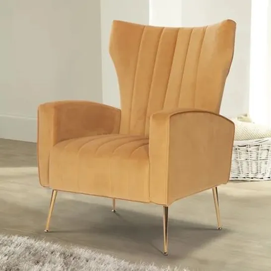 BOXED MCGEE ARMCHAIR UPHOLSTERY COLOUR: GOLD