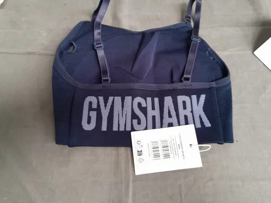 GYMSHARK FLEX STRAPPY SPORTS BRA IN DENIM BLUE - XS LIGHT SUPPORT