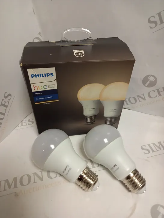 BOXED PHILIPS HUE E27 WARM WHITE BULB TWIN PACK 