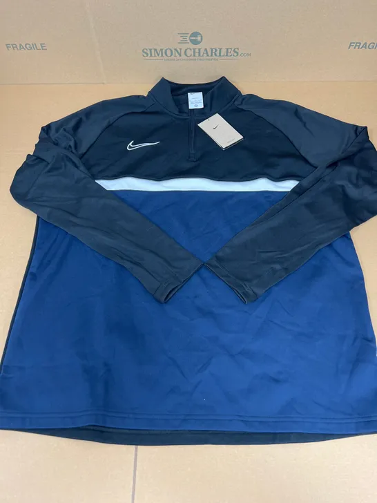 NIKE DRI-FIT 1/2 ZIP TRACKSUIT TOP IN BLACK AND NAVY SIZE XL