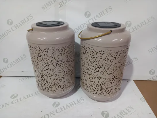 GARDEN REFLECTIONS SET OF 2 PATTERNED SOLAR LANTERNS