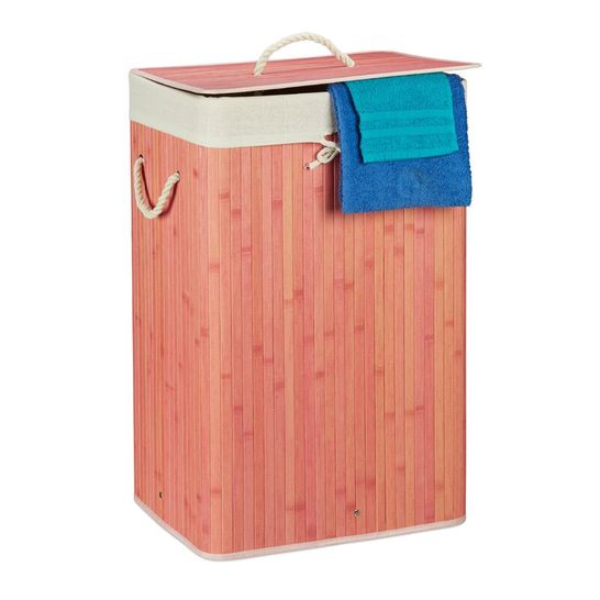 BOXED BAMBOO LAUNDRY BIN - PINK