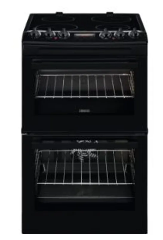 ZANUSSI  55CM CERAMIC HOB COOKER WITH FAN OVEN BLACK MODEL ZCV46250BA RRP £667