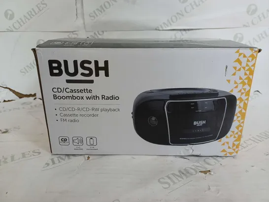 BOXED BUSH CD/CASSETTE BOOMBOX WITH RADIO