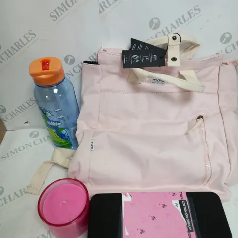 APPROXIMATELY 4 COTTON ON ITEMS INCLUDING LARGE WATER BOTTLE AND TYPO PINK BACK PACK