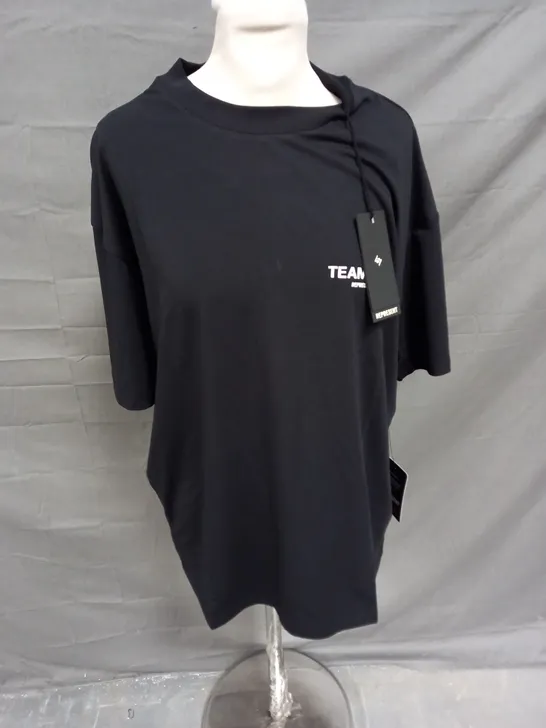 REPRESENT TEAM 247 OVERSIZED SOFT COTTON TSHIRT IN BLACK SIZE M