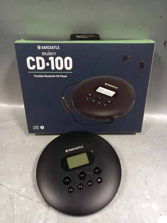 BOXED OAKCASTLE MAJORITY CD.100 PORTABLE BLUETOOTH CD PLAYER 