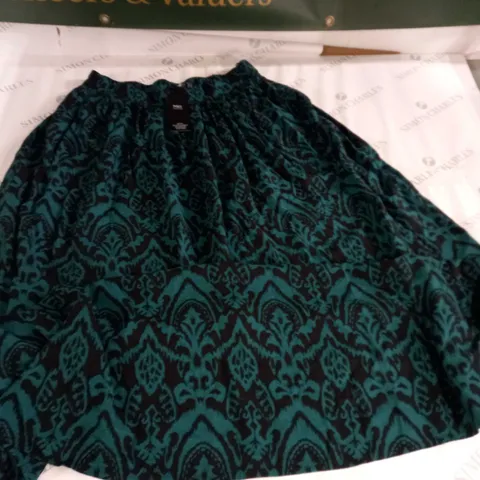 M&S COLLECTION GREEN DAMASK SKIRT - 12 LONG