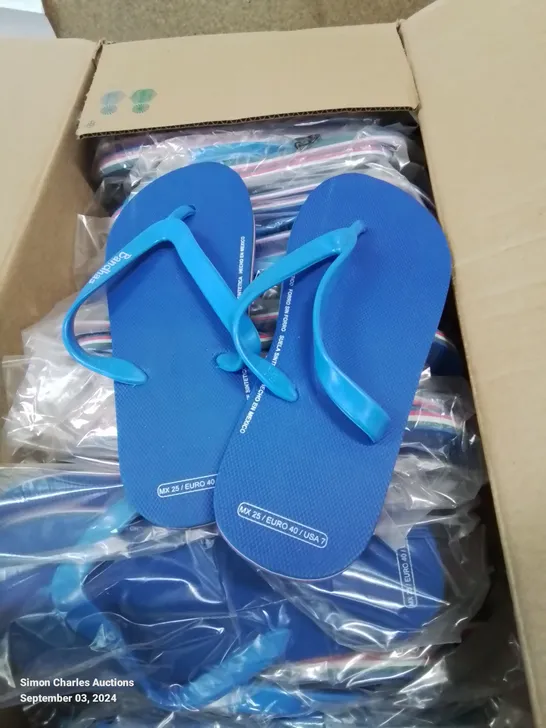 BOX CONTAINING 20 PAIRS OF MEXICO BANDHAS FLIPFLOP/SANDLES SIZE 6