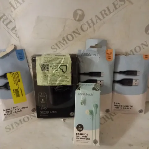 LOT OF 5 TO INCLUDE EARBUDS, POWERBANK ECT.