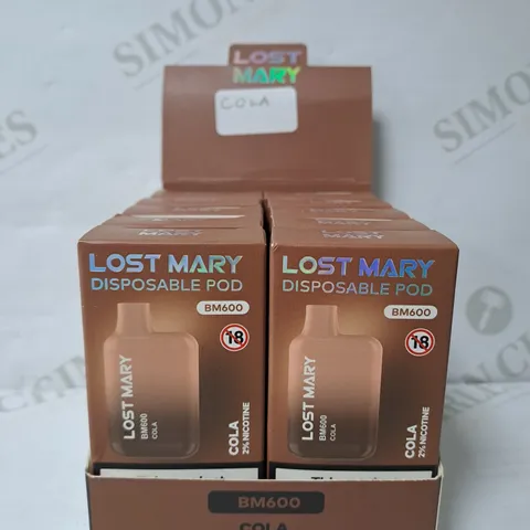 BOX OF 10 LOST MARY DISPOSABLE POD COLA