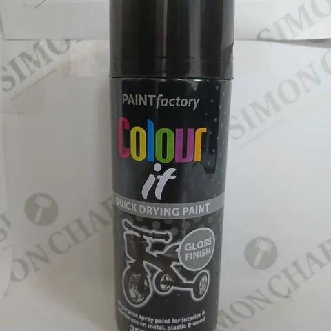 BOX OF 12 PAINT FACTORY COLOUR IT QUICK DRYING PAINT JET BLACK