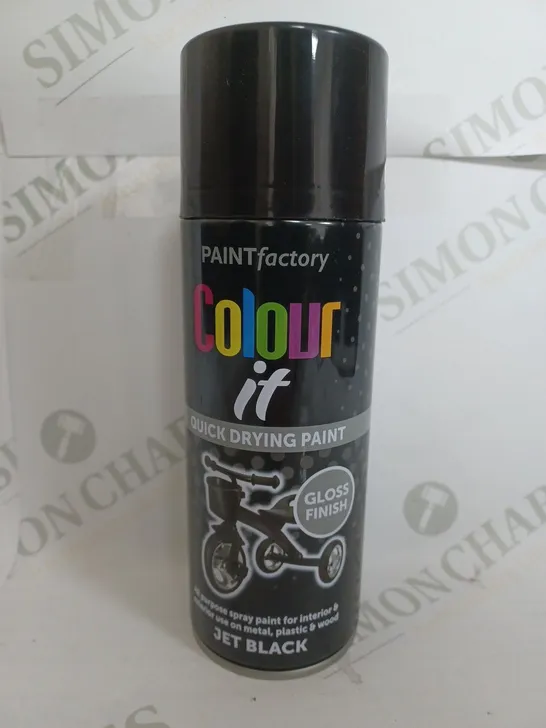 BOX OF 12 PAINT FACTORY COLOUR IT QUICK DRYING PAINT JET BLACK