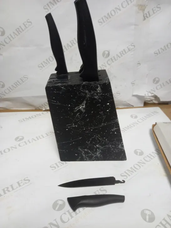 MARBLE EFFECT 5PIECE KNIFE BLOCK