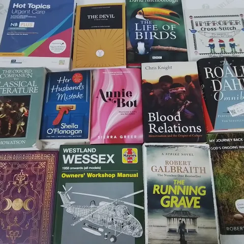 LARGE QUANTITY OF ASSORTED BOOKS TO INCLUDE NOVELS, COOKBOOKS, REFRENCE TEXTS AND KIDS BOOKS