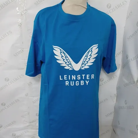 CASTORE LEINSTER PLAYERS COTTON LOGO TEE IN IMPERIAL BLUE SIZE L
